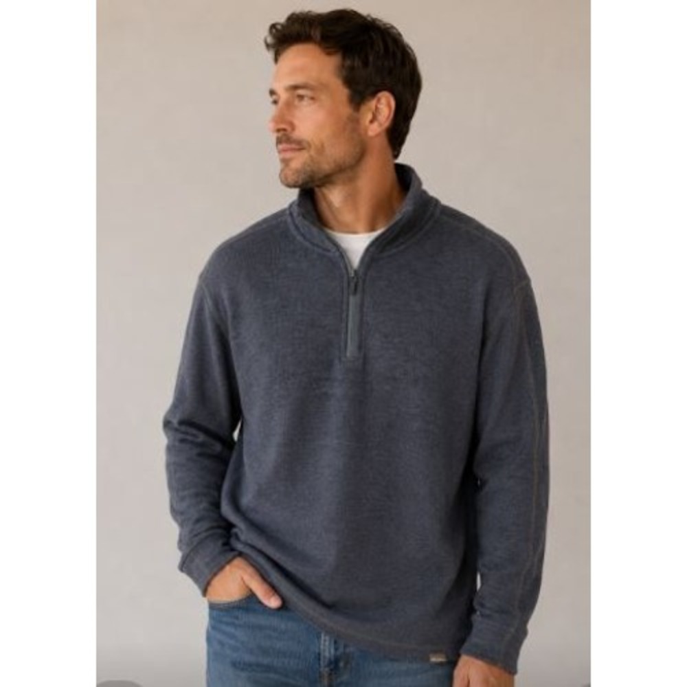 Eddie‎ Bauer Mens L Blue Heathered Mock Neck Sweater Gorpcore Outdoor Minimal
